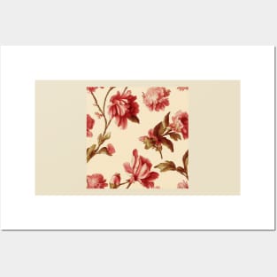 Vintage Peach and Pink Floral Pattern Muted Tones Posters and Art